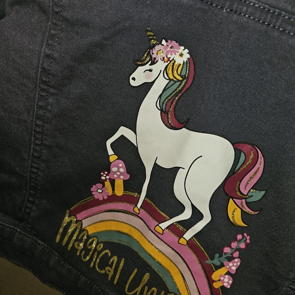 Gray Jacket with Floral Unicorn Patch - Picture 3 of 8